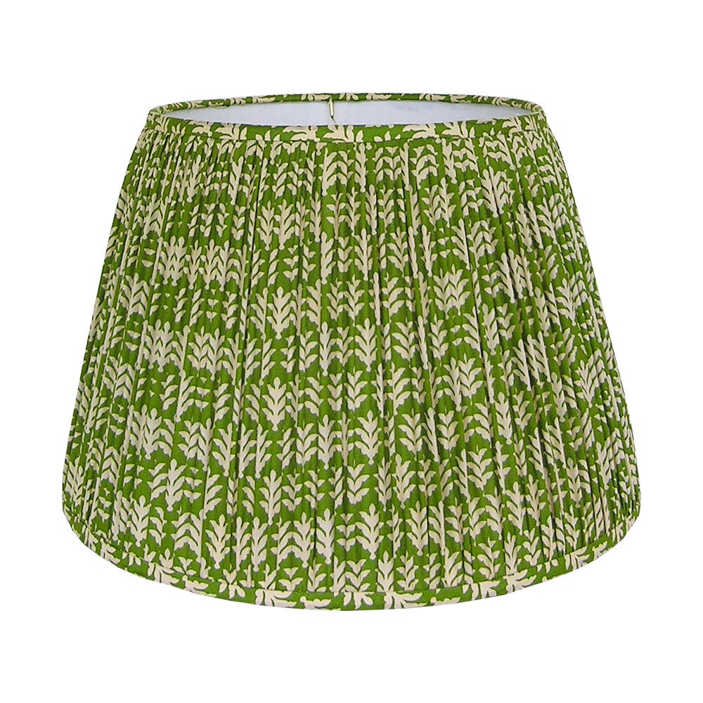 Gathered Lamp Shade Green Lampshade Cotton Print Lamp Etsy