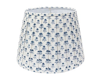 Box Pleated Indigo Floral Block Print Lamp Shade - Small, Multiple Sizes and Patterns Available