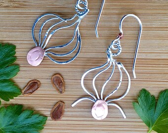 Make a Wish, or Two! Milkweed Seed Earrings in mixed metals