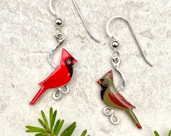 Pendientes Cardenal, par combinado,