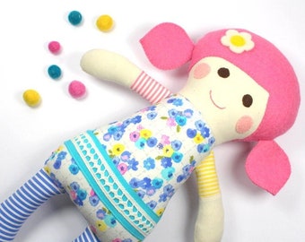 handmade baby girl doll / baby shower gift / cuddly toy / baby gift / first doll / stuffed toy / gift for kids / natural  toy