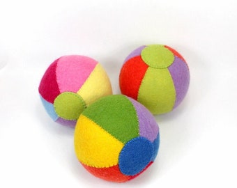 organic wool felt ball -- organic baby toy -- plant dyed wool felt ball -- baby organics -- sensory  toy