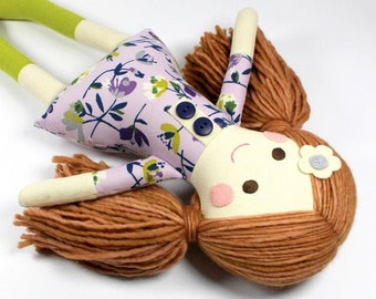 doll with yarn hair | handmade rag doll | camille cloth doll | first doll | keepsake rag doll | girl doll  | nursery decor  | heirloom gift