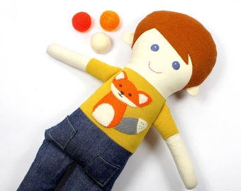 boy rag doll | cloth doll for boys  | fabric rag doll | sebastian doll for boy  | handmade boy doll |  soft toy