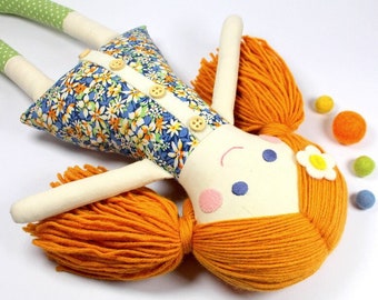 doll with yarn hair | handmade rag doll | camille cloth doll | first doll | keepsake rag doll | girl doll  | nursery decor  | heirloom gift