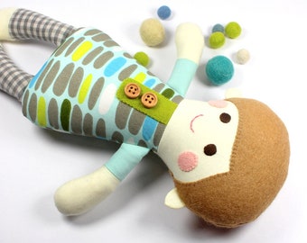 Organic Baby Doll -- 100% Organic Rag Doll -- Organic Toy -- Sammy Organic Doll --Plant Dyed Organic Felt Exterior -- Baby Shower