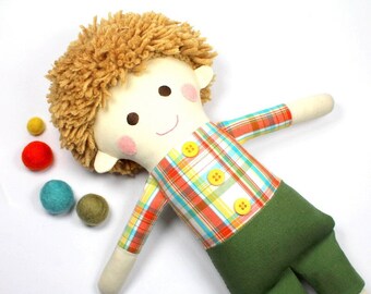 boy rag doll with yarn hair | cloth doll for boys  | fabric rag doll | sebastian doll for boy  | sensory boy doll |  sensory toy