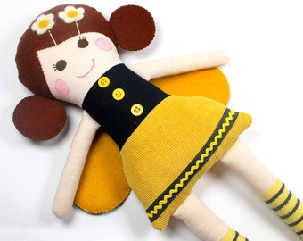 bee doll  | bee stuffed animal  |  bee plush doll | bee plush | first doll | handmade rag doll