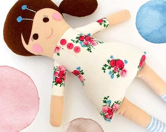 fabric rag doll | camille doll for girl |  flower doll | handmade doll |  soft toy  | cloth doll