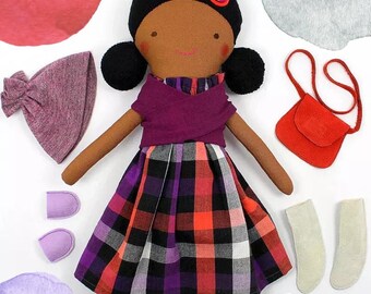 Minnie girl dress up doll / dress up toys / ethnic doll / black doll with clothes / black doll dress / heirloom doll with clothes