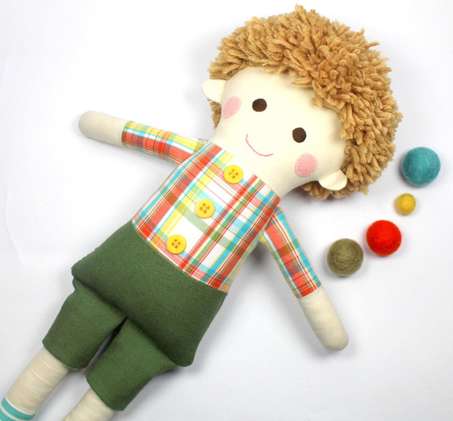 Boy Ragdoll Boy Rag Doll With Yarn Hair | Cloth Doll for Boys | Fabric Rag Doll ...