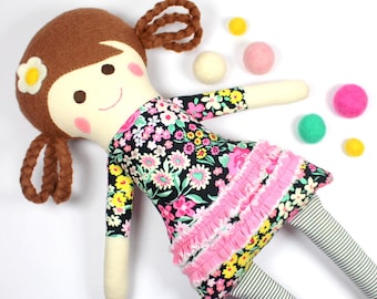 keepsake rag doll | camille cloth doll | first doll | handmade rag doll | girl doll |  heirloom gift |  nursery decor | natural toy