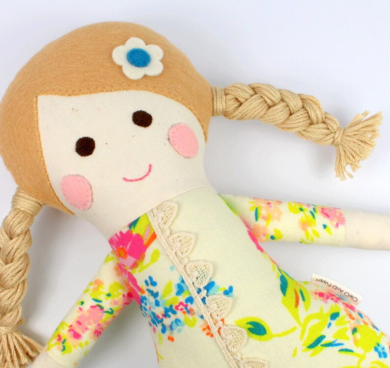 fabric doll rag doll doll for girl baby gift handmade doll plush doll art doll custom made doll cloth doll nursery decor image 4