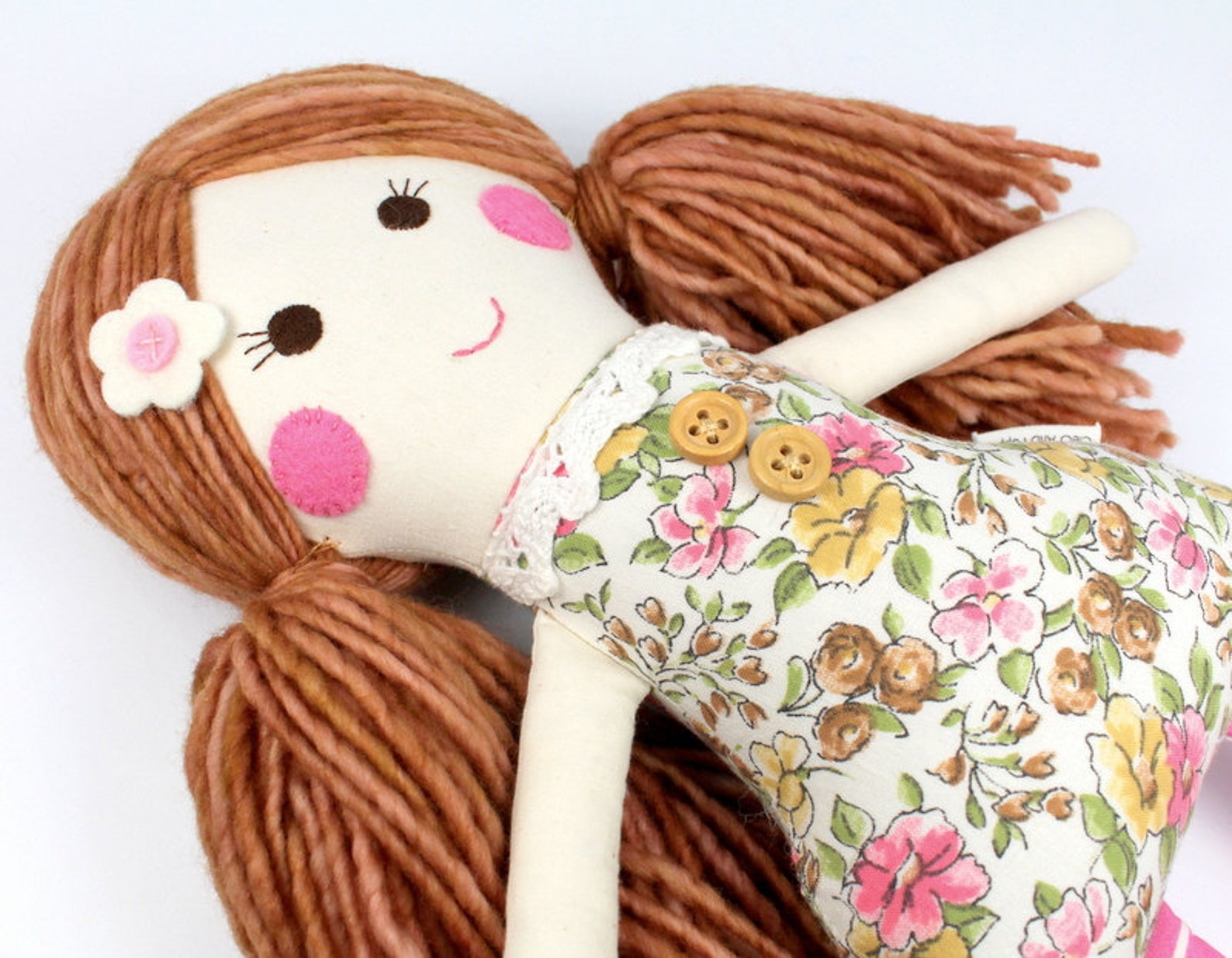 Poupée avec des cheveux en laine une poupée de chiffon à la Etsy