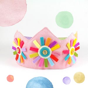 Pink Birthday Crown - Fabric Play Crown - Baby Dress Up Crown - Princess Crown - Play Crown for Girls - Gift for Kids - Heirloom Gift