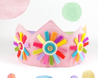Pink Birthday Crown - Fabric Play Crown - Baby Dress Up Crown - Princess Crown - Play Crown for Girls - Gift for Kids - Heirloom Gift