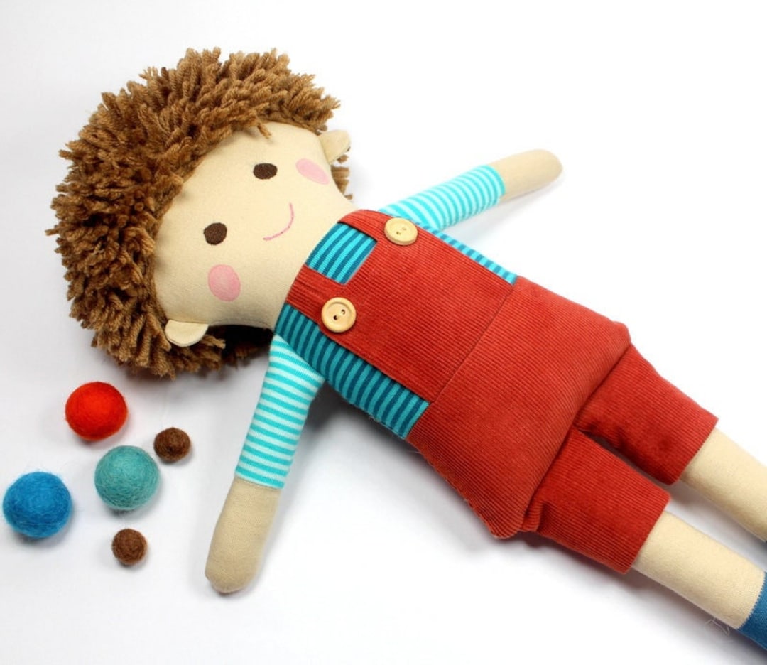 Boy Rag Doll With Yarn Hair Cloth Doll for Boys Fabric Rag Doll