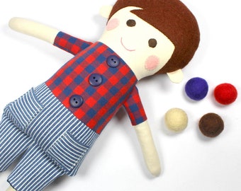 boy rag doll | cloth doll for boys  | fabric rag doll | sebastian doll for boy  | handmade boy doll |  soft toy