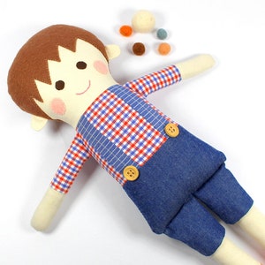 boy rag doll | cloth doll for boys  | fabric rag doll | sebastian doll for boy  | handmade boy doll |  soft toy
