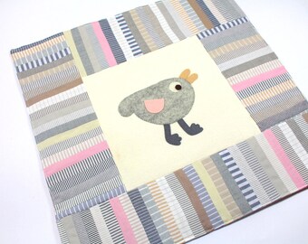 Nursery Wall Art - Kid Room Decor - Birdy Wall Hanging - Quilted Art - Fabric Nursery Decor - Quilted Wall Hanging