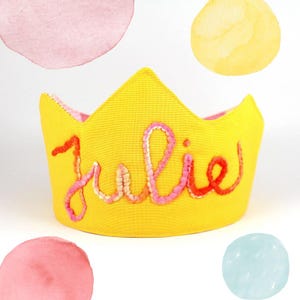 Birthday Crown - Fabric Play Crown - Dress Up Toy - Pretend Play Toy - Crown with Name On It - Heirloom Gift for Girls - Personalized Gift
