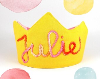 Birthday Crown - Fabric Play Crown - Dress Up Toy - Pretend Play Toy - Crown with Name On It - Heirloom Gift for Girls - Personalized Gift