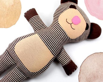 Plush Bear - Plush Toy Bear - Teddy Bear Toy - Plush Bear Dolls - Stuffed Animal Doll - Striped Brown Bear Doll - Bear Rag Doll
