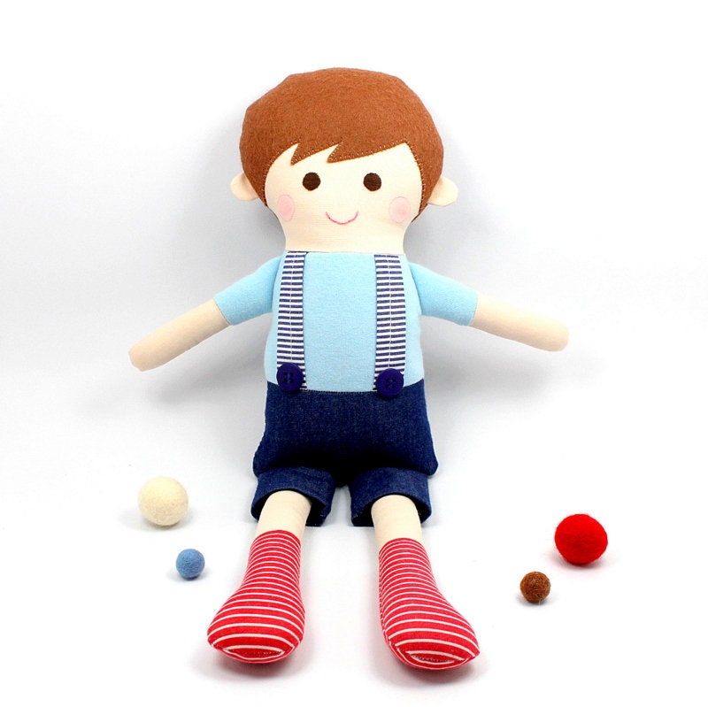 Boy Ragdoll Boy Rag Doll / Doll for Boys / Boy Doll in Blue and Red / Boy Rag Doll ...