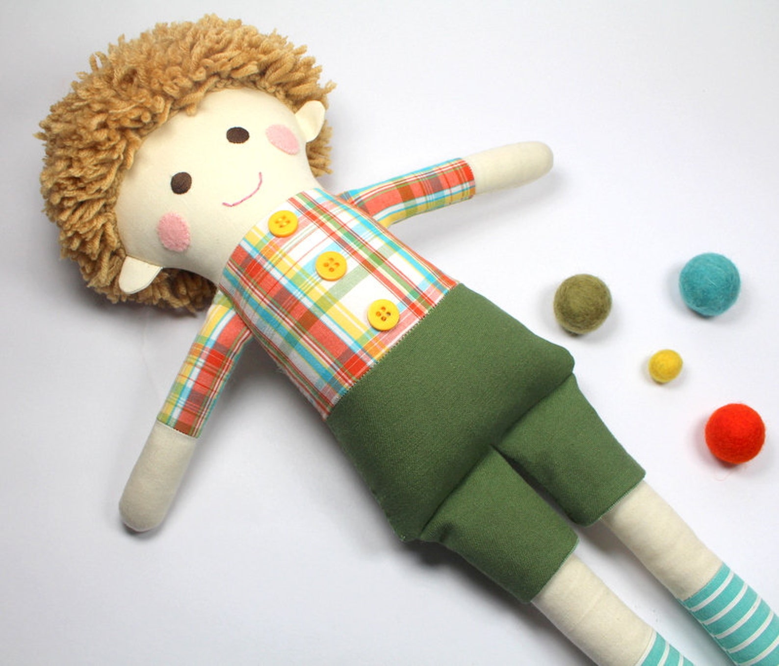 Boy Rag Doll With Yarn Hair | Cloth Doll for Boys | Fabric Rag Doll ...