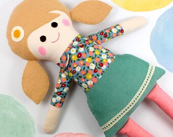 Fabric Rag Doll for Girl Birthday Gift Handmade Doll Plush Decor Art Doll Custom Cloth Doll 1st Birthday Gift For Girl Keepsake Doll Textile