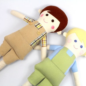 boy rag doll / doll for boys / boy doll in green and blue / boy rag doll in overalls / gift for boys / blonde boy doll / boy room decoration image 7