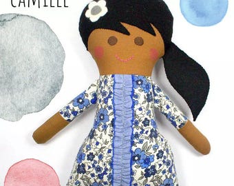 dark skin rag doll / black rag doll / personalized gift / ethnic doll / custom girl doll / birthday gift / baby's first fabric doll