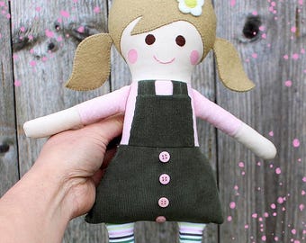 Muñeca de trapo hecha a mano, muñeca de trapo personalizada, muñeca de tela de trapo hecha a mano, muñeca Raggedy Ann para niña, muñeca de tela para niñas, muñecas de trapo de tela