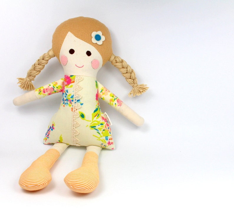 fabric doll rag doll doll for girl baby gift handmade doll plush doll art doll custom made doll cloth doll nursery decor image 2