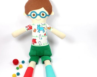 soft jersey doll | Gulliver snuggle doll | blue and white striped jersey cloth doll | boy rag doll |handmade doll | boy present