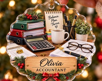 Personalized Accountant Flat Acrylic Ornament, Custom CPA Name Keepsake, Bookkeeper Christmas Tree Decor, Financial Specialist Gift