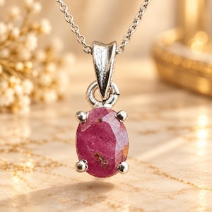 100% Real Natural Ruby with Lab Test Report/Certificate in 925 Sterling Silver Pendant