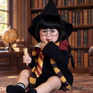 ベビーウィザードコスチュームセット、帽子、ストライプのスカーフ、ネクタイ付きハロウィン衣装
