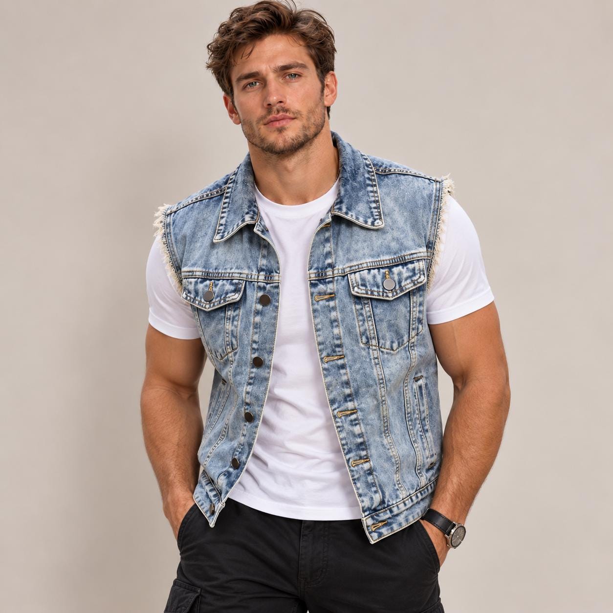 Acid Wash Denim Vest - Etsy
