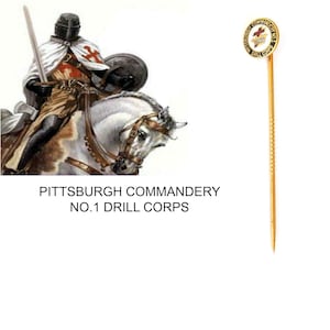 Knights Templar Masonic Freemasons Cross & Crown Lapel Pin - Pittsburgh Drill Corps No.1