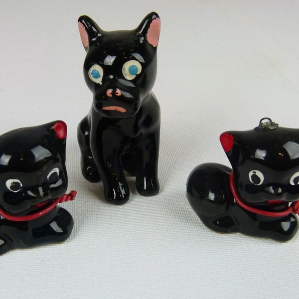 REDWARE Dog and Cats | Mid-Century | Kitschy Redware | Figurines