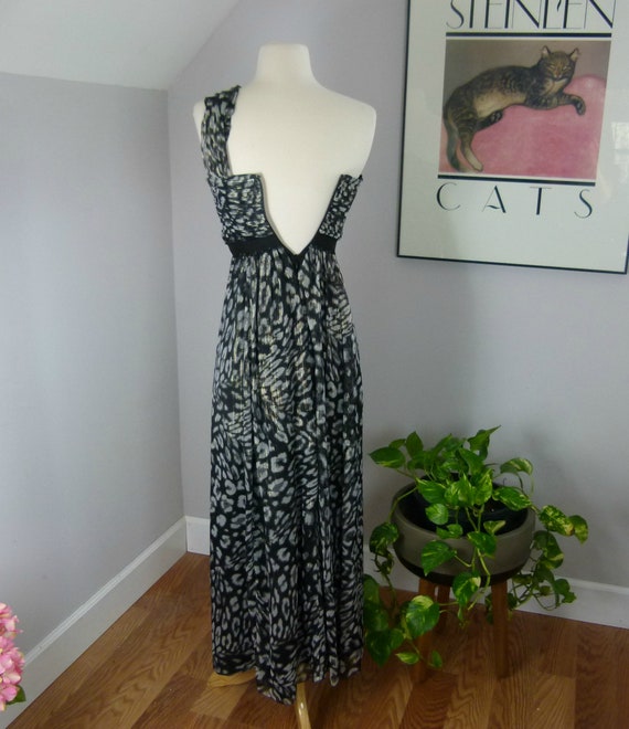 BCBG One Shoulder Maxi Dress Silk Abstract Print … - image 4