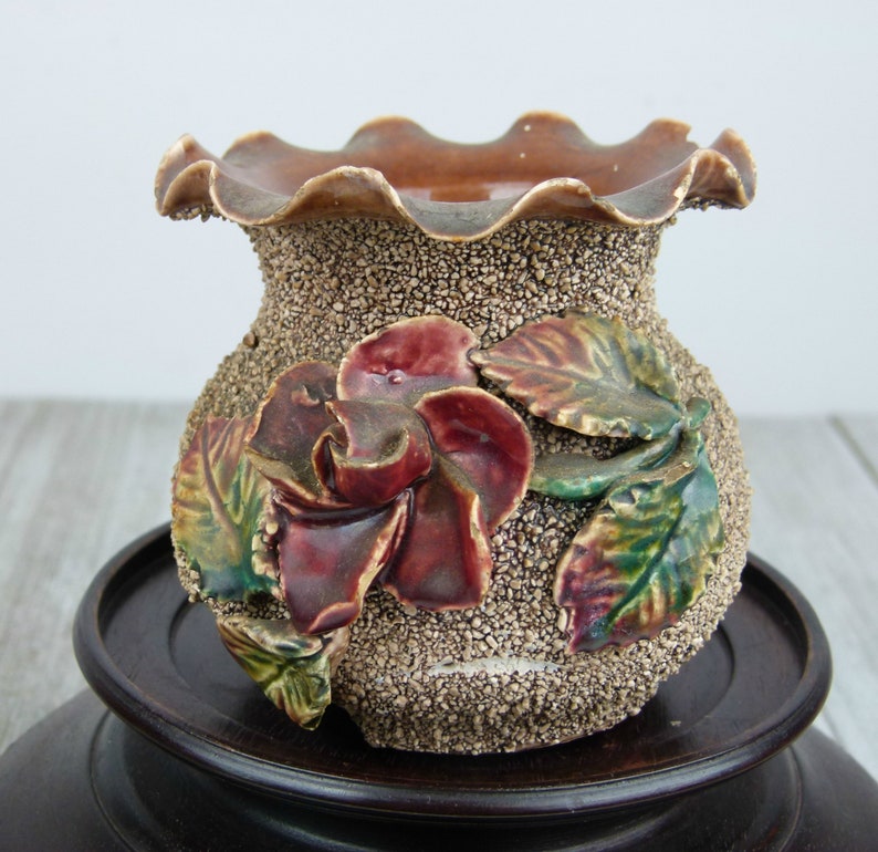 Antique Salt/Sand Glazed Majolica Vase Salt/Sand Glaze Etsy