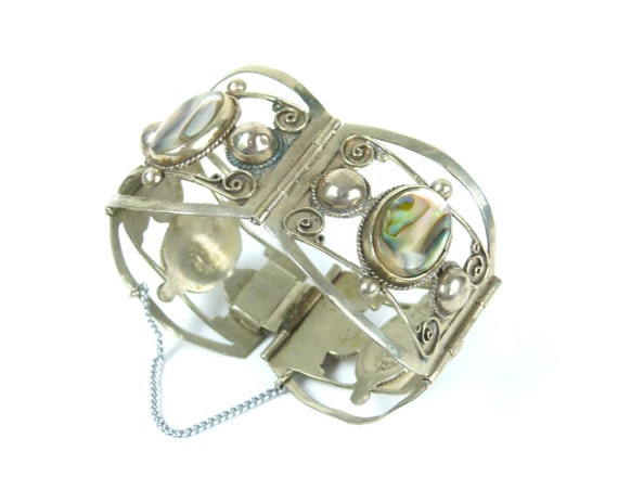Abalone & Sterling Link Bracelet | 1950s | Made i… - image 2