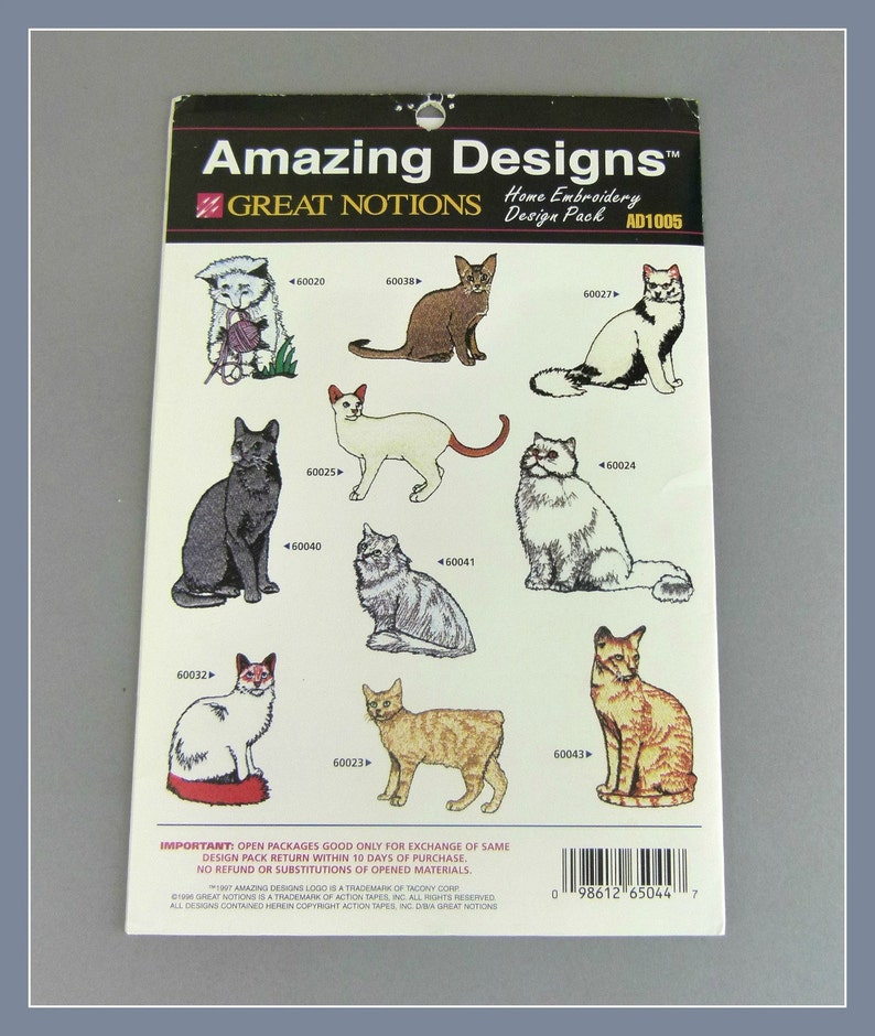 Amazing Designs Cats Great Notions Home Embroidery Design Etsy
