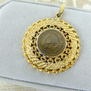 Indian Head Coin Gold Tone Pendant | 1903 Indian Head Penny