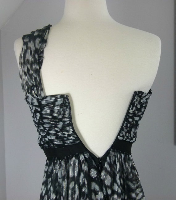BCBG One Shoulder Maxi Dress Silk Abstract Print … - image 5