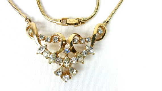 LEDO Rhinestone Gold Tone Necklace | Retro | Vint… - image 9