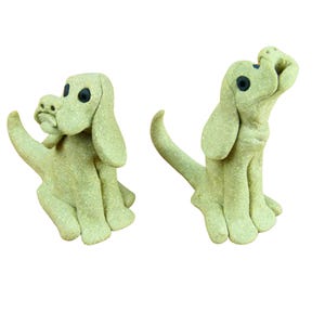 Pair of Basset Clay Dogs | Hand Sculpted | Basset Hound | Art Pottery