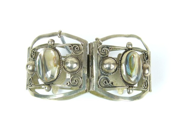 Abalone & Sterling Link Bracelet | 1950s | Made i… - image 3